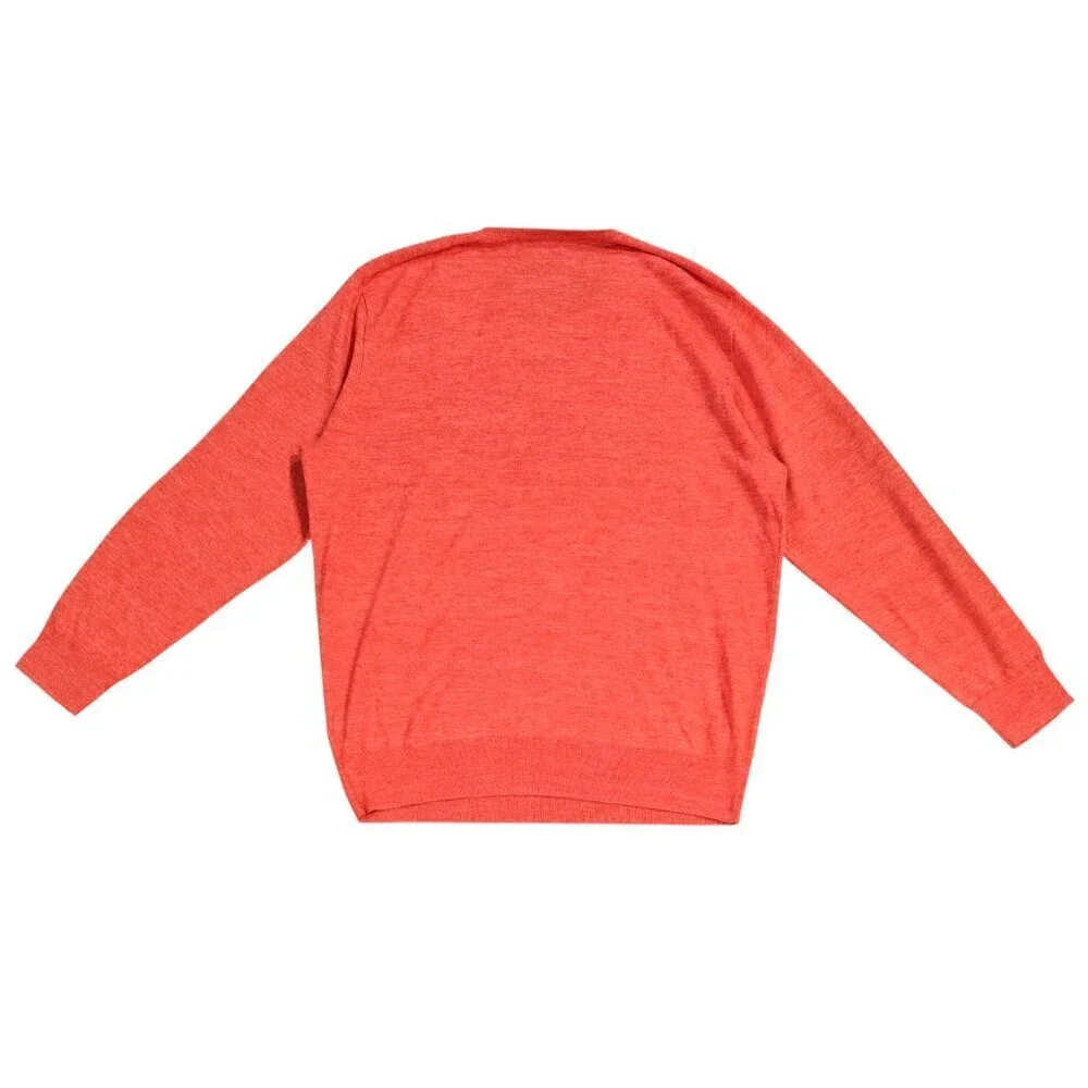 J. Crew Linen Blend Heather Orange Red Crew Neck Lightweight Sweater C4089